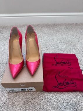 Christian Louboutin Hot Chicks- Pink Patent Pointed-Toe Pumps